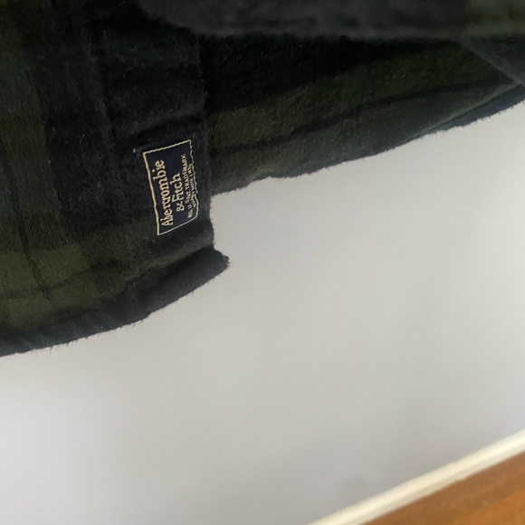 Abercrombie & Fitch Men’s Green Blue Plaid Button-Up Flannel Shirt Medium - Picture 5 of 6